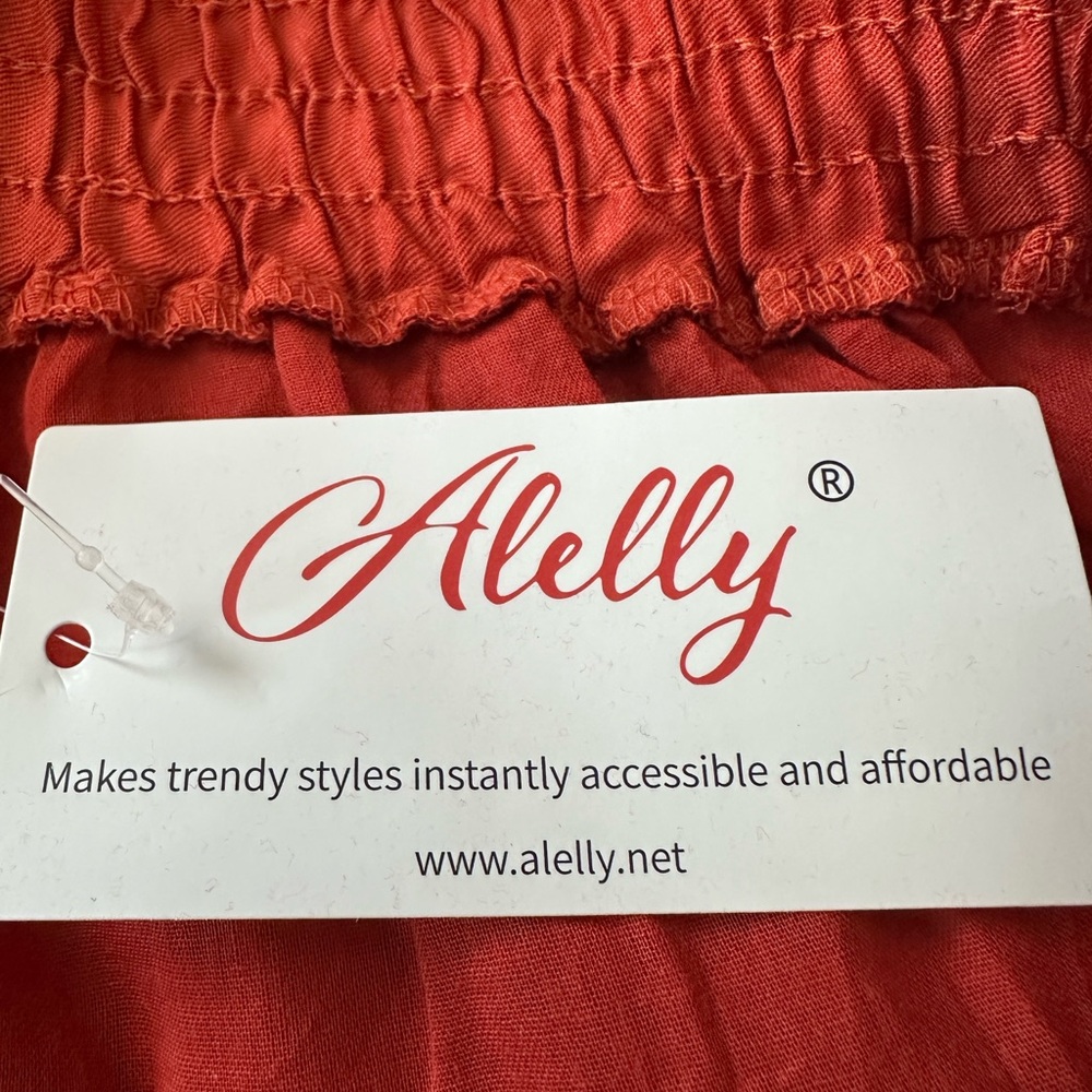 Alelly Women’s Orange Rust High Waist Ruffle Mini Skirt Summer Flowy XL NWT - Picture 5 of 10